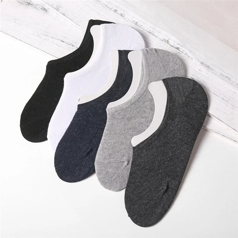 FINETOO 5Pairs/set Sports Men Sock Spring Summer Casual Solid Color Boat Socks Breathable Cotton Ankle Socks Thin Style Sock Men