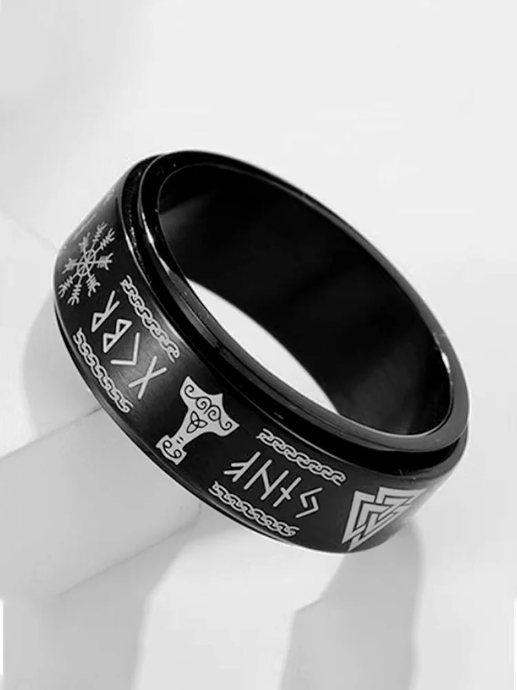 Viking Runes Inspired Turnable Ring