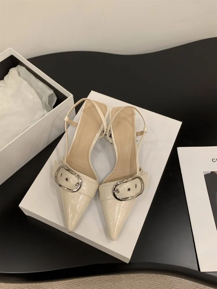 Yyvonne French Silver High-Heeled Shoes Bag Head Sandals 2025 New Spring And Summer Korean Style Temperament Pointy Single Shoes