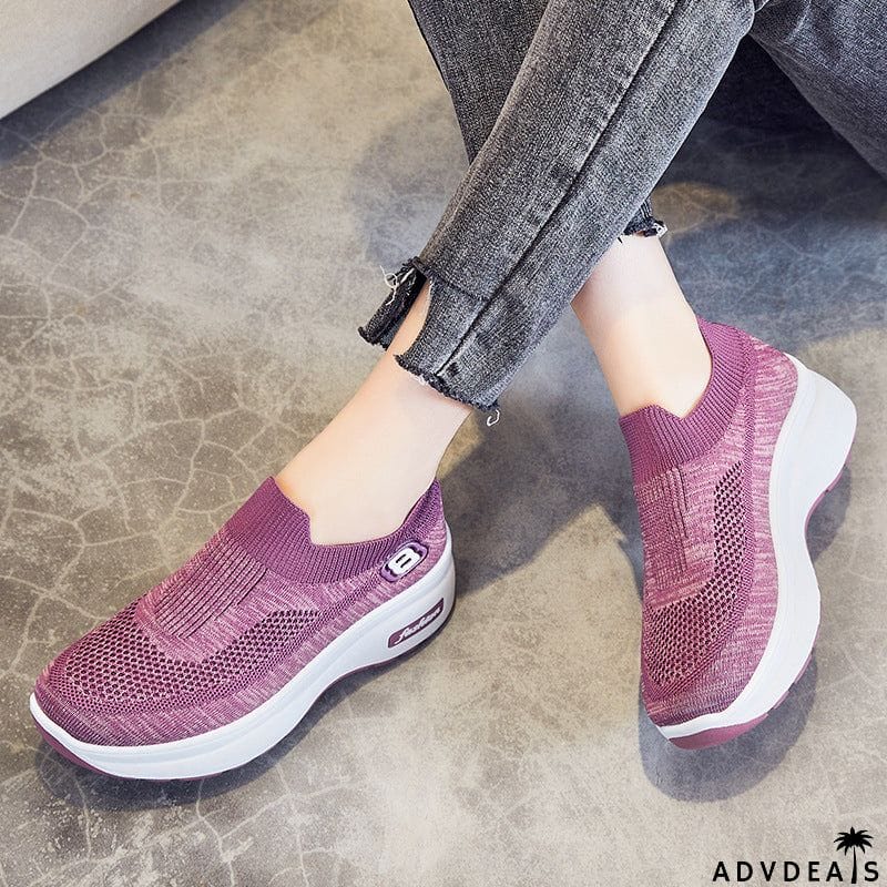Breathable Solid Color Slip-On Thick-Soled Shoes