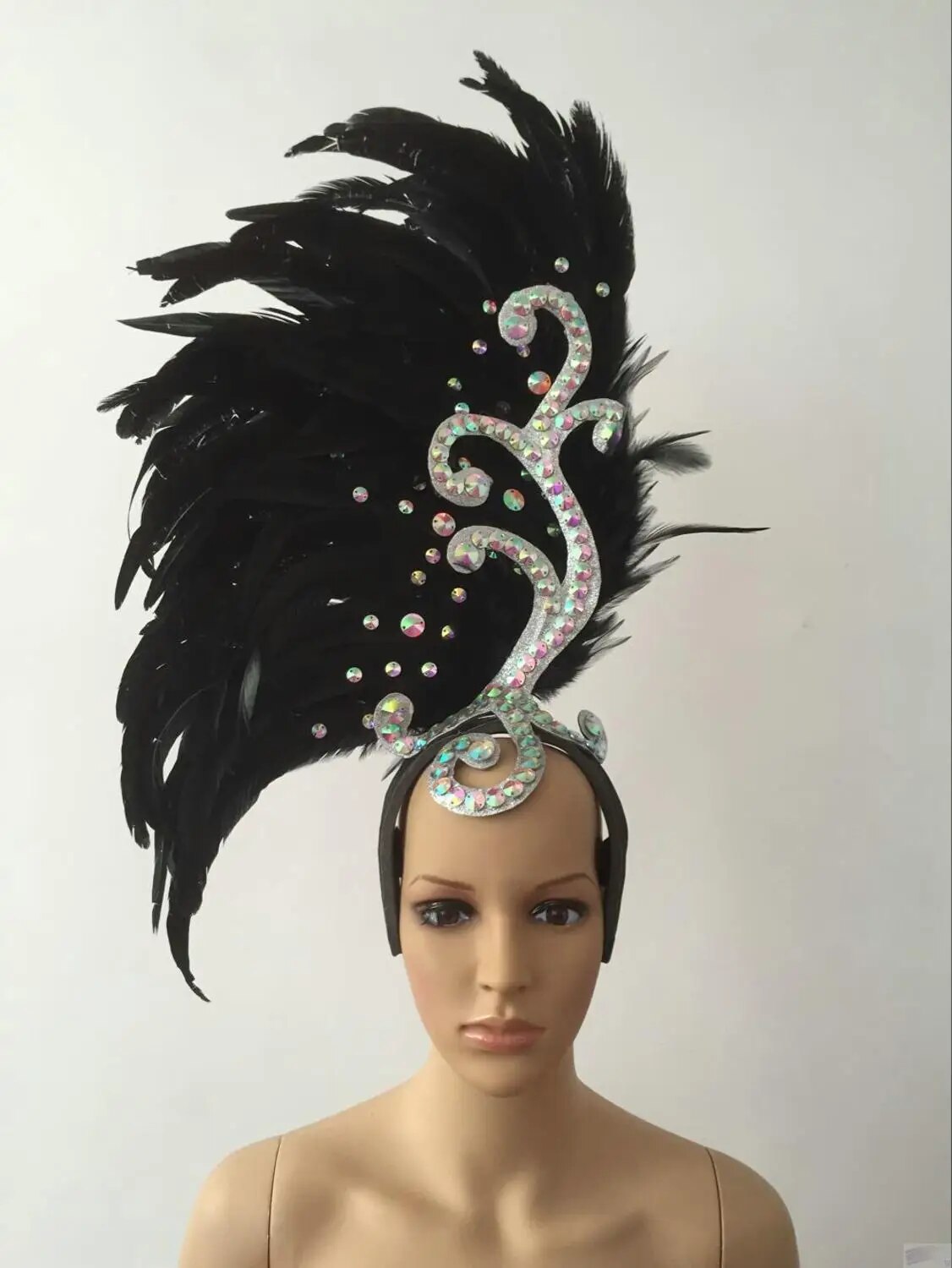 VCshoes St. Patrick's Day Samba Dance Carnival National Day Costumes Headpieces With Diamond Feather Headdress