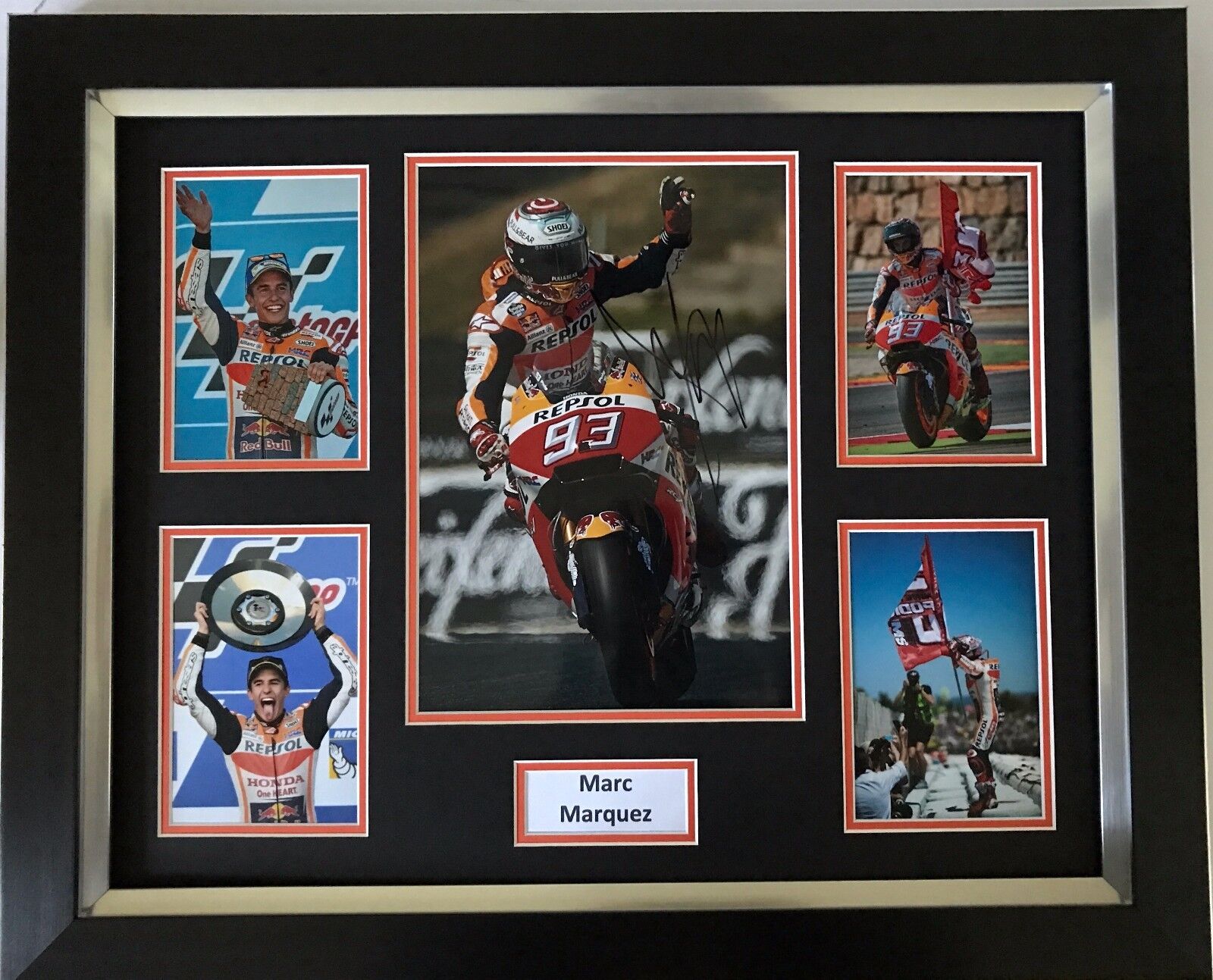 MARC MARQUEZ HAND SIGNED REPSOL HONDA FRAMED Photo Poster painting DISPLAY MOTOGP PROOF 3.