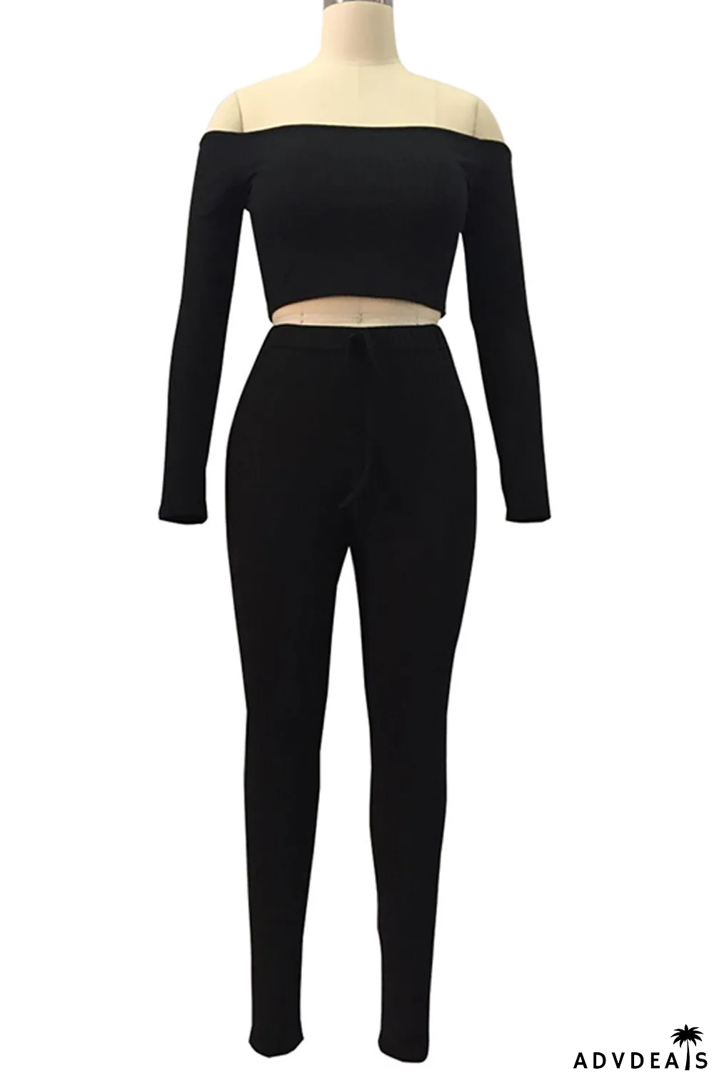 White Sportswear Solid Split Joint Bateau Neck Long Sleeve Two Pieces