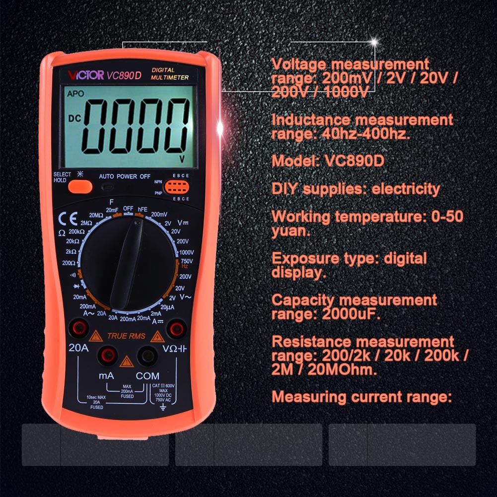 

Digital Multimeter True RMS 2000uF Backlight Tester Capacitance Meter-202068, 501 Original