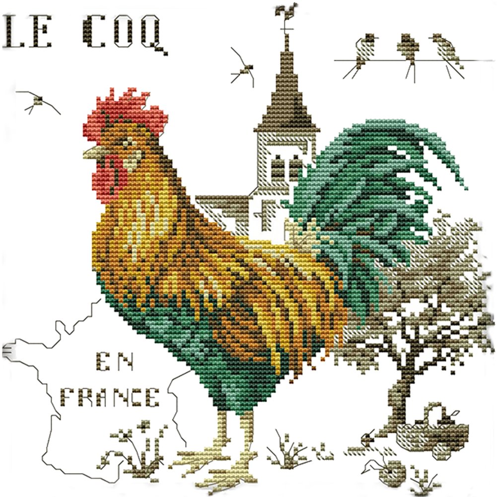 Rooster -14CT Stamped Cross Stitch Kit(28*28cm)