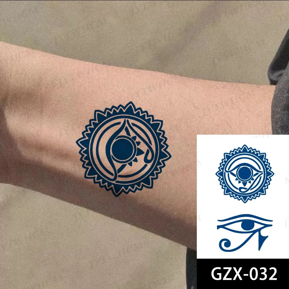 Sdrawing Stickers Semi-permanent Plant Lasting Tattoo Blue Henna Lace Flower Arm Non-reflective Herbal Juice Tattoo Waterproof