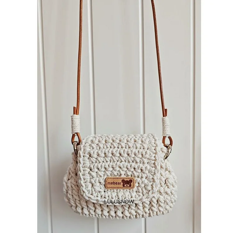 Lulusnow Handmade White Minimalist Lifestyle Crochet Crossbody MINIBag