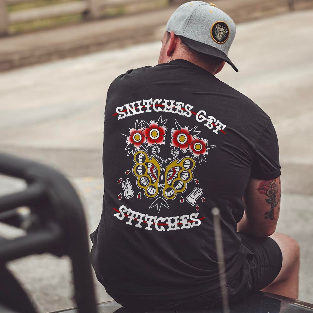 Snitches Get Stitches Printed Floral Men's T-shirt -  