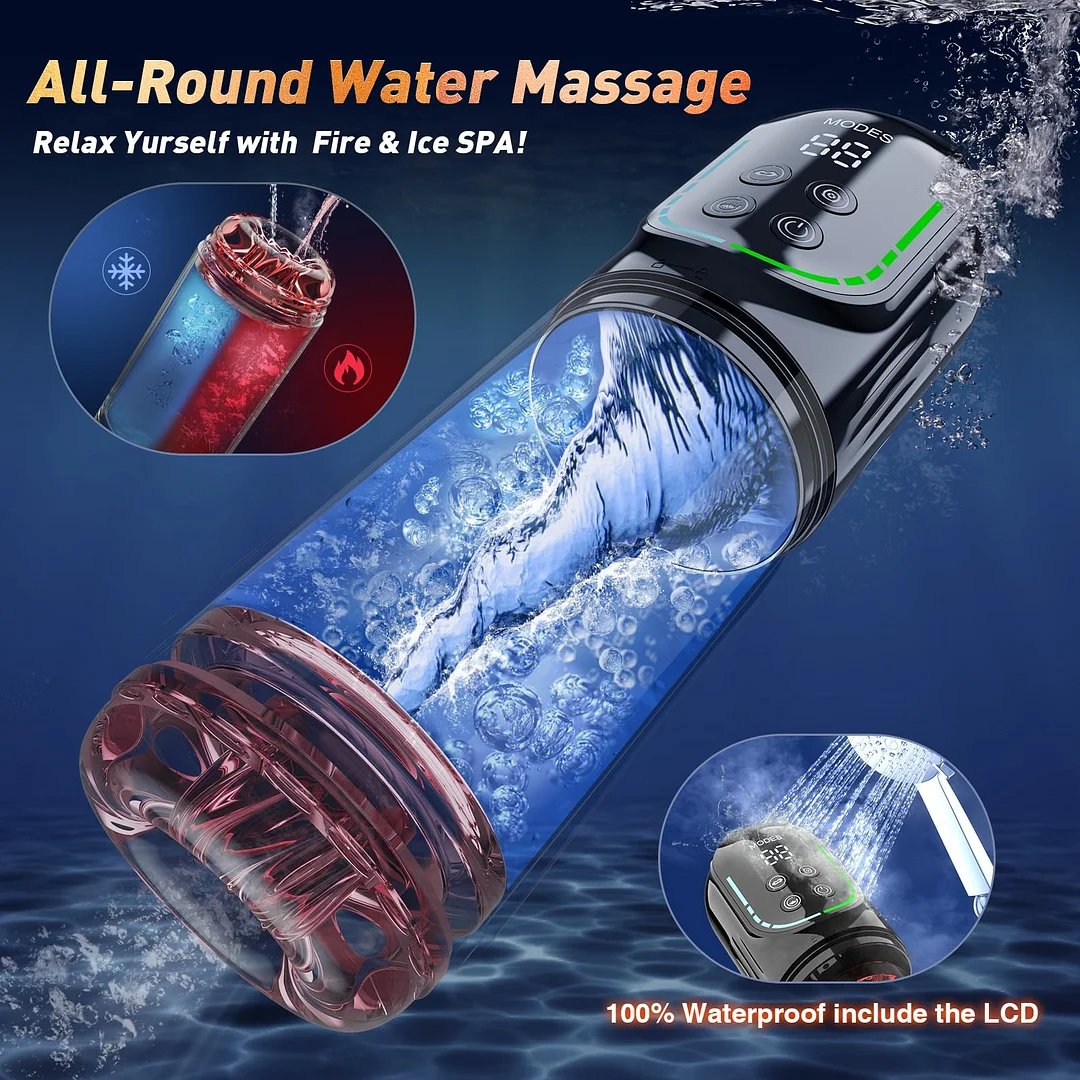 Male Masturbator Penis Pump With 7 Thrusting Rotating Vibrating Sucking Licking Stroker