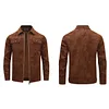 Thin Men's PU Leather Faux Suede Jacket, Solid Color, Simple Style, Versatile Lapel Casual Top, Business Casual Men's Wear, Casual Men's Jacket.