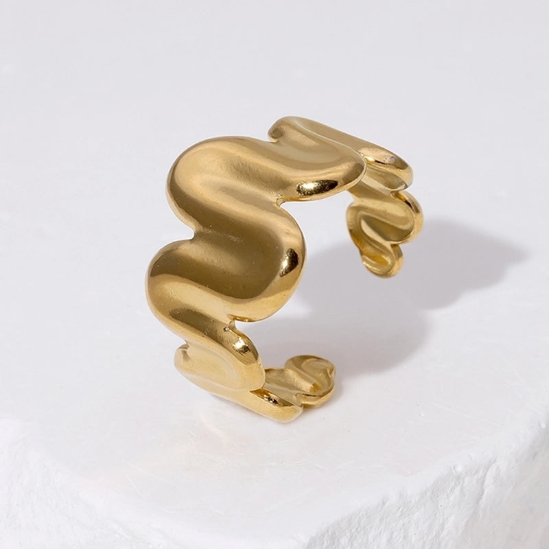 IG Style Modern Style Minimalist Irregular 304 Stainless Steel 18K Gold Plated Open Rings