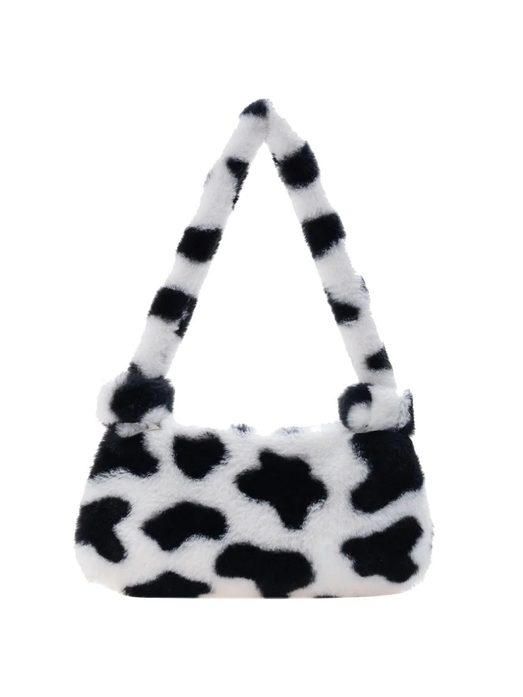 Vintage Plush Handbag Women Shoulder Bag Animal Print Underarm Pouch (5)