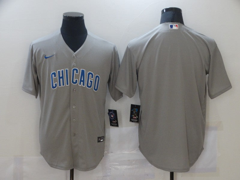 Men's Chicago Cubs Gray Road Authentic Team Blank Jersey mysite