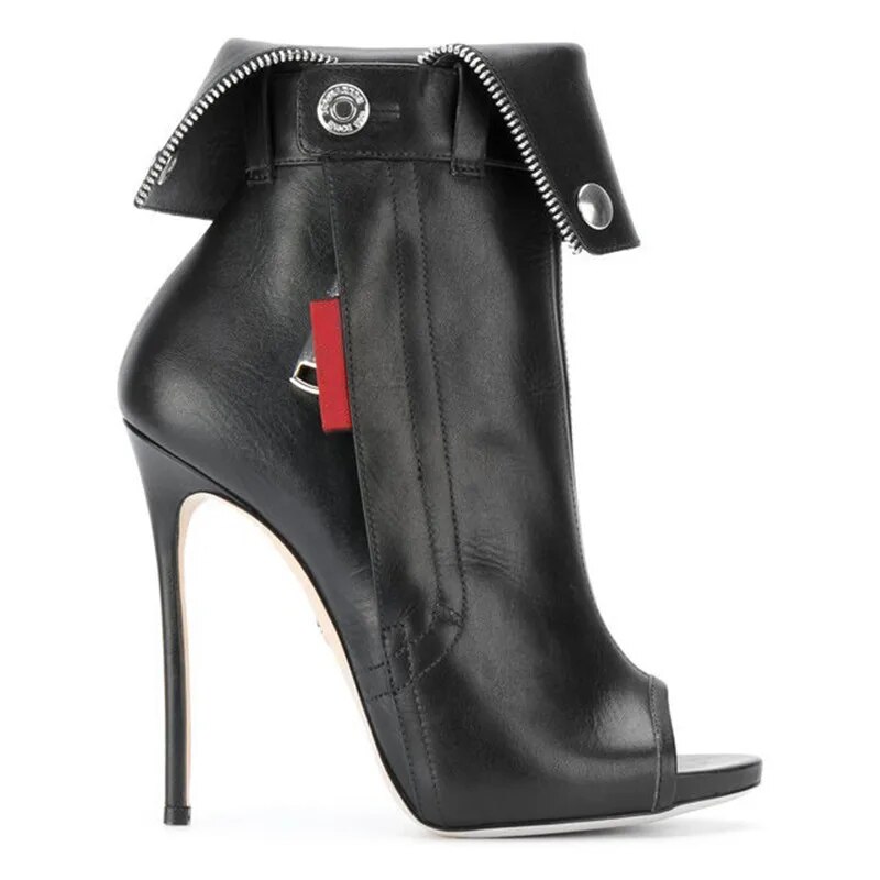 Boots Gladiator Sandals Women High Heel Peep Toe Sandals Boots Buckle Side Zipper Woman Shoes