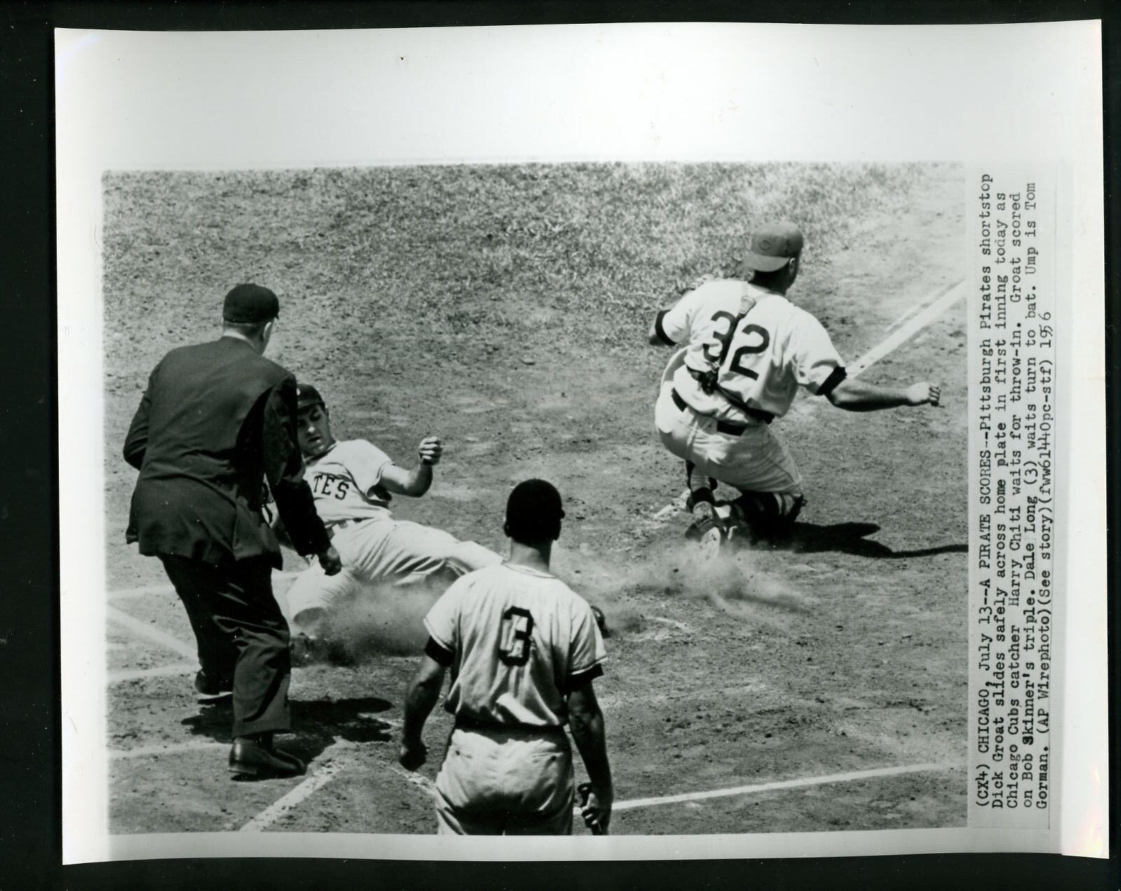 Dick Groat Dale Long Harry Chiti 1956 Press Photo Poster painting Pittsburgh Pirates Cubs