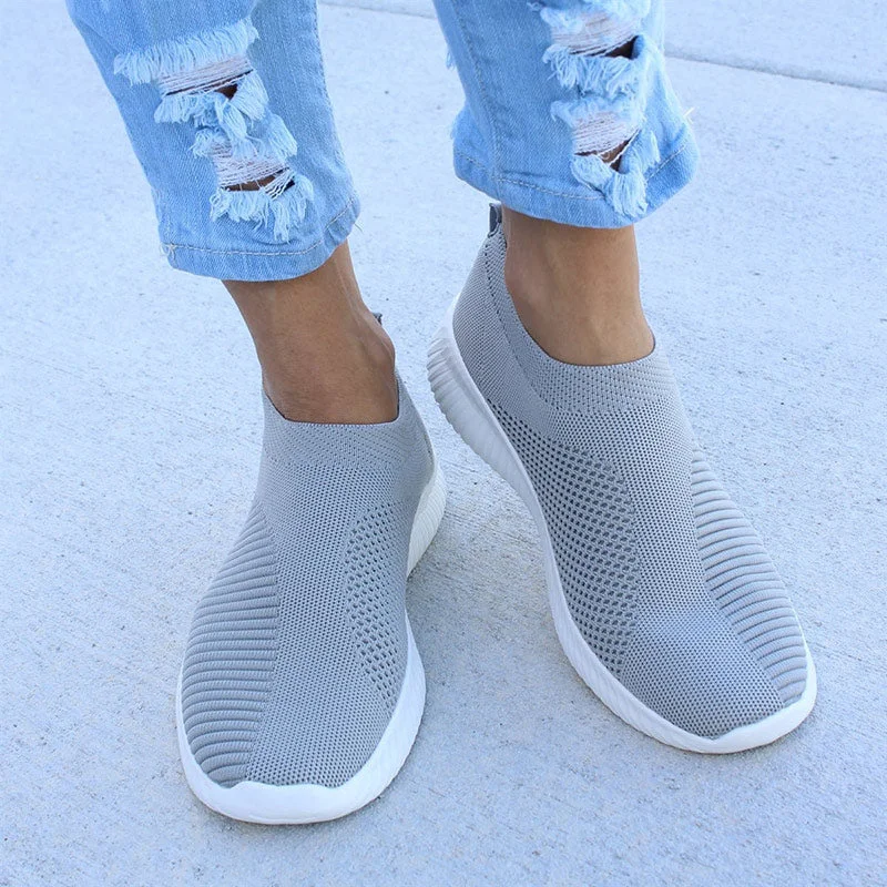 Women Shoes Plus Size 43 Women Vulcanize Shoes Fashion Slip On Sock Shoes Female Mesh White Sneakers Flat Casual Tenis Feminino