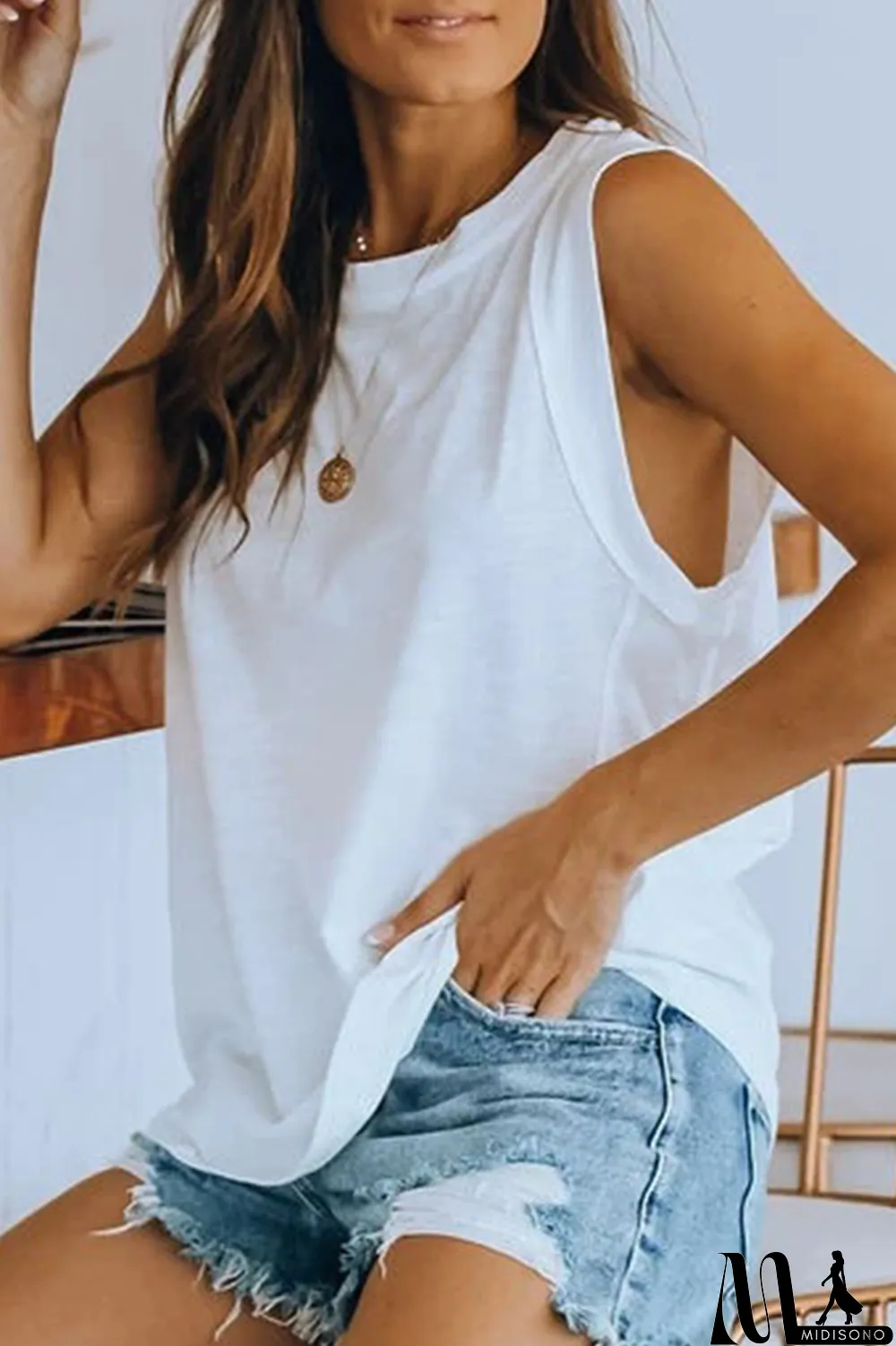 MidiSono - Casual Solid Basic O Neck T-Shirts(4 Colors)