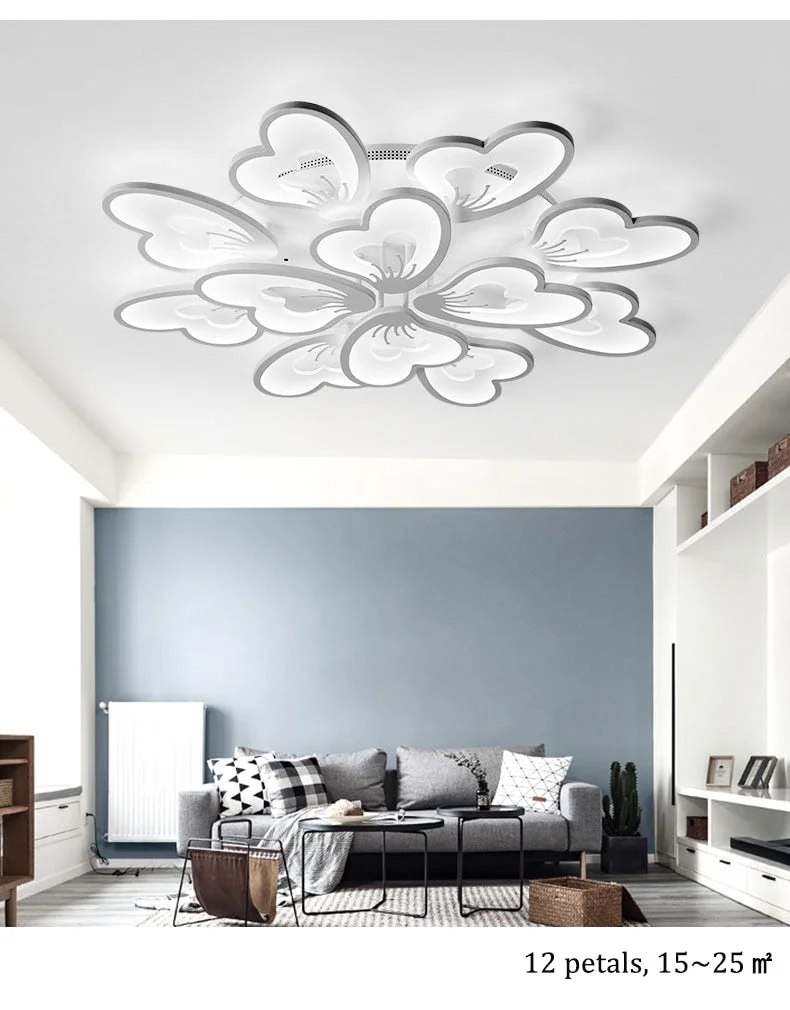 New Modern LED Ceiling Lights Flower Shape With Remote Control/ APP For  Living/Dining/Bed Room Kitchen Home Decoration Luxury