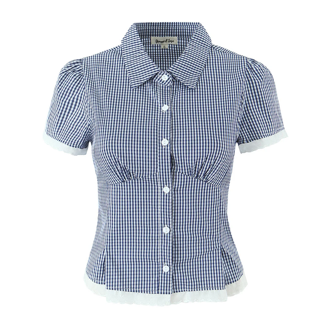 Nigikala Nigikala Women's Clothing 2025 Summer Splicing Lace Check-Shirt + Short Skirt Suit Women C27574/5F