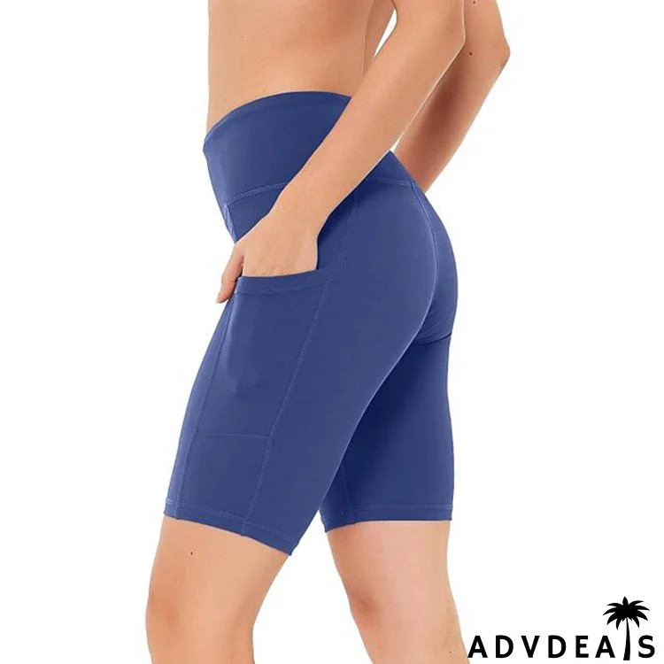 Women Hip Lift High Waist Sports Tight Running Biker Shorts