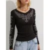 Rhinestone Patterned Long Sleeve Tee