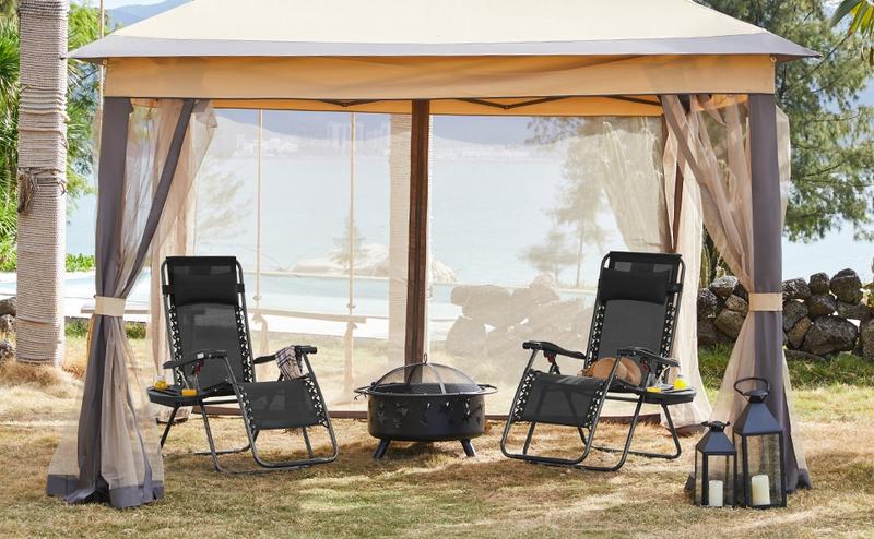 Product Introduction of Yaheetech 2pcs Zero Gravity Recliners. Outdoor Patio Reclining Lounge Chair with Cupholder/Pillow. Set of 2 Foldable Lounge Camping Chair 1