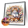 Diamond Painting-DIY Full Round Drill Cat Flower(40*40 CM)