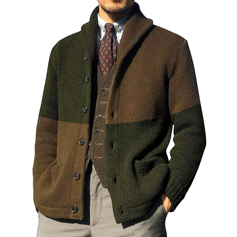 Colorblock Long Sleeve Knit Jacket Sweater