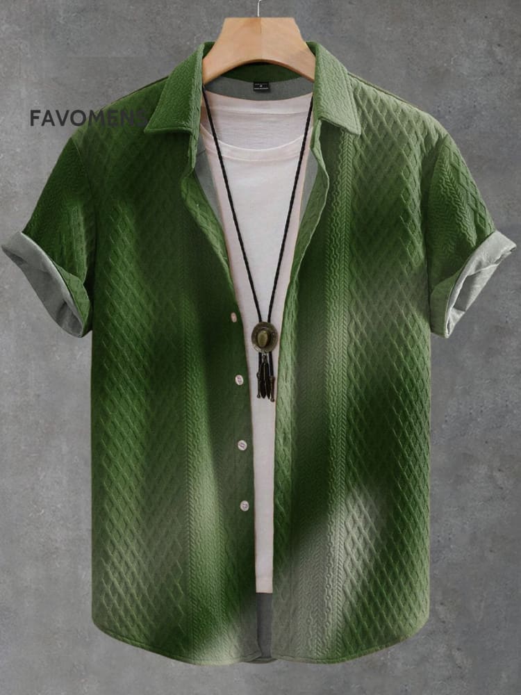 Gradient Smudge Abstract Art Print Casual Jacquard Shirt Multicolor / S