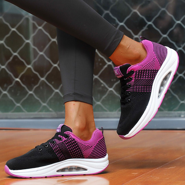 Women's Walking Shoes Sock Sneakers Black Breathe Platform Resistant Ladies Trainers Running Shoes QueenFunky