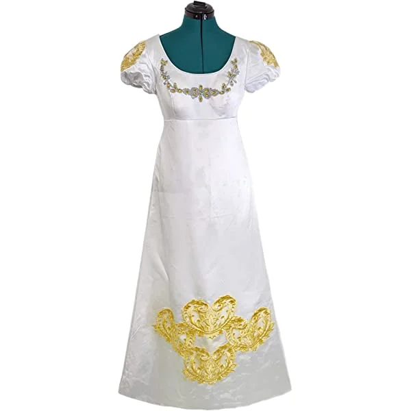 Jane Austen Costumes Women Regency Era Dress Fancy Retro Prom Gown