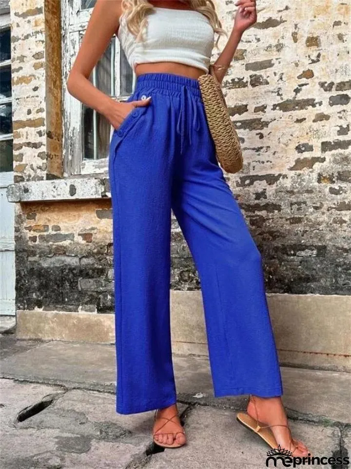 Ladies Stylish New High-rise Solid Casual Pants