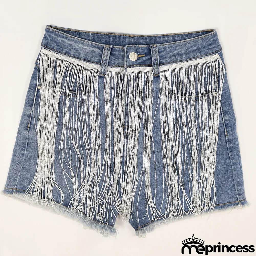 Summer Fashion Simple Fringed Denim Shorts