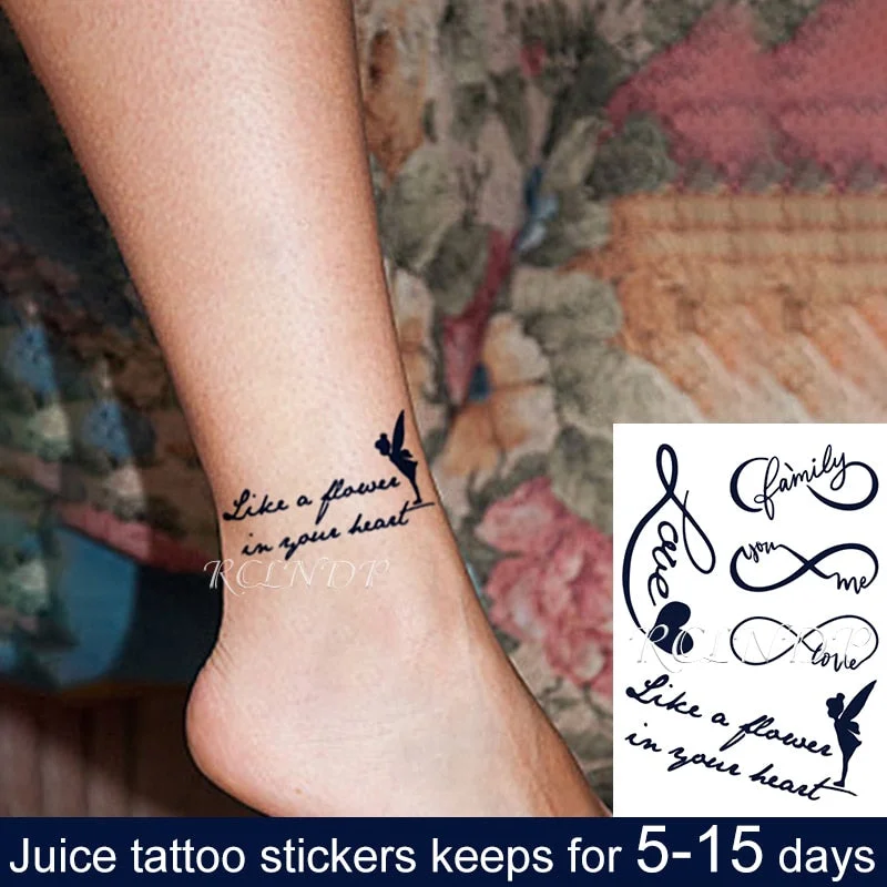 Waterproof Temporary Juice Ink Sticker Love Heart Hand Design Flower Fairy 8 Fruit Gel Long Lasting Tattoo for Men Women