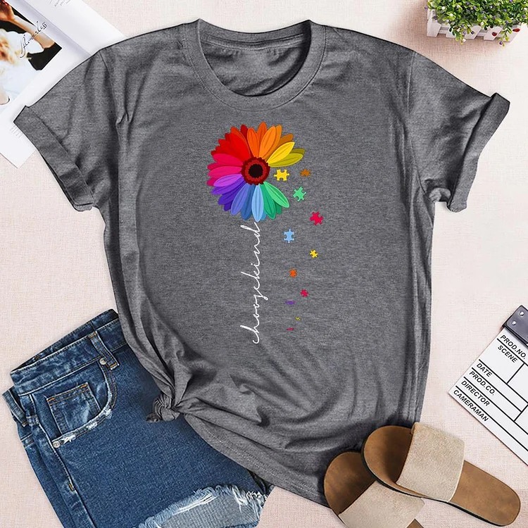 Sunflower Puzzle Choose Kind Autism Awareness T-Shirt Tee - 01028-Annaletters