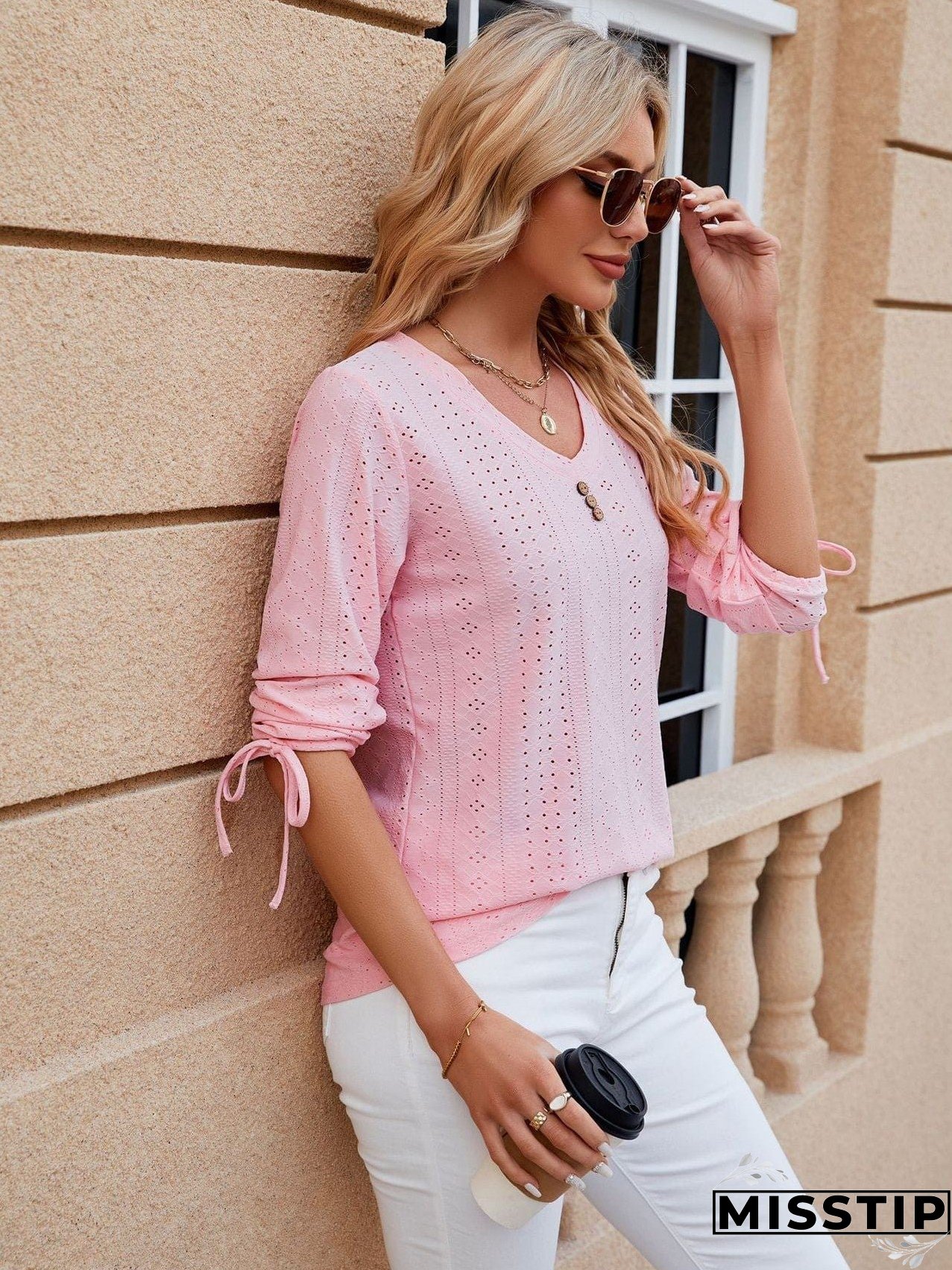 Short Sleeve Mock Neck T-Shirt with Side Slits