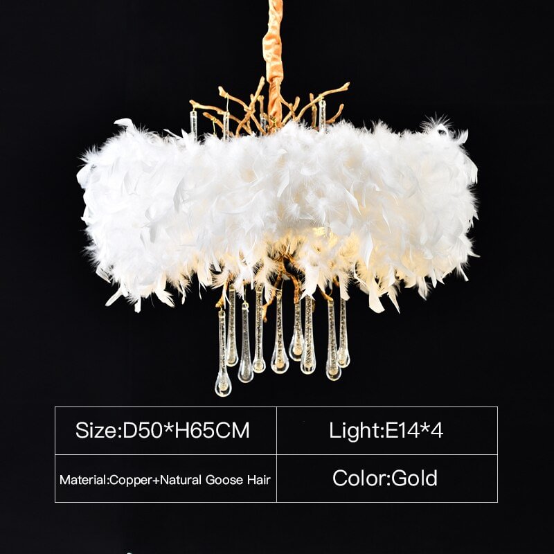Nordic Luxury Feather Lamp LED Pendant Lights Lighting Living Room Bedroom Pendant Lamp Romantic Hanging Lamps Indoor Lighting