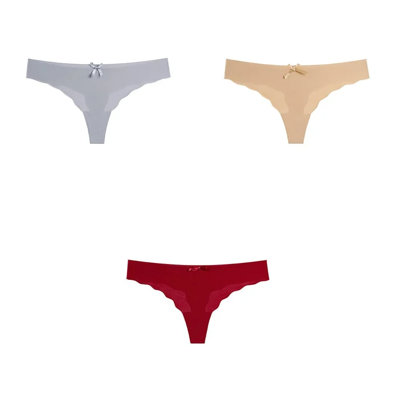 3 Pcs Sexy Lingerie Woman Underwear Seamless Sports Panties Female Thong G-string Thongs For Woman Underwear Ice Silk BANNIROU
