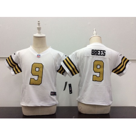 Toddler  New Orleans Saints #9 Drew Brees White Stitched NFL Jersey