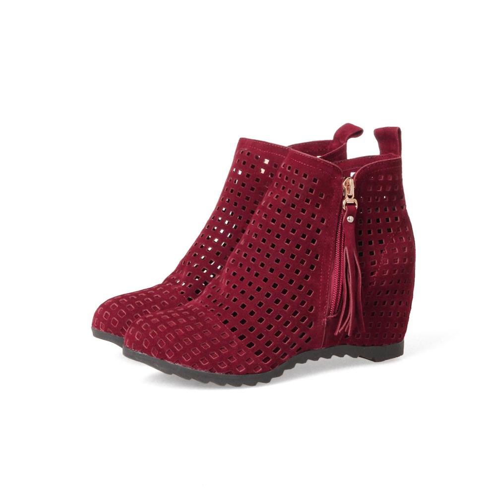 Yyvonne 2021 Women's Summer Boots High Heel Hidden Wedges Mesh Hollow Out Booties Ladies Dress Casual Flat Shoes Small Size 34