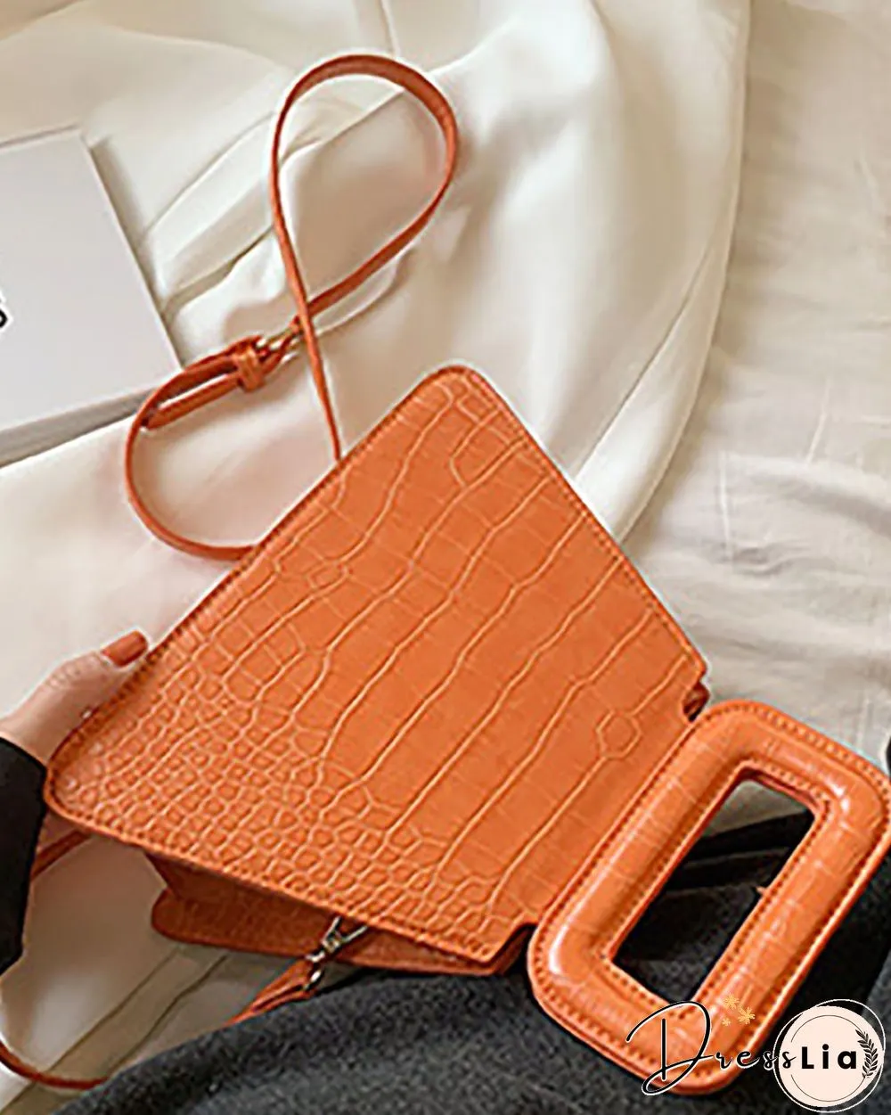 Croc Embossed Satchel Bag