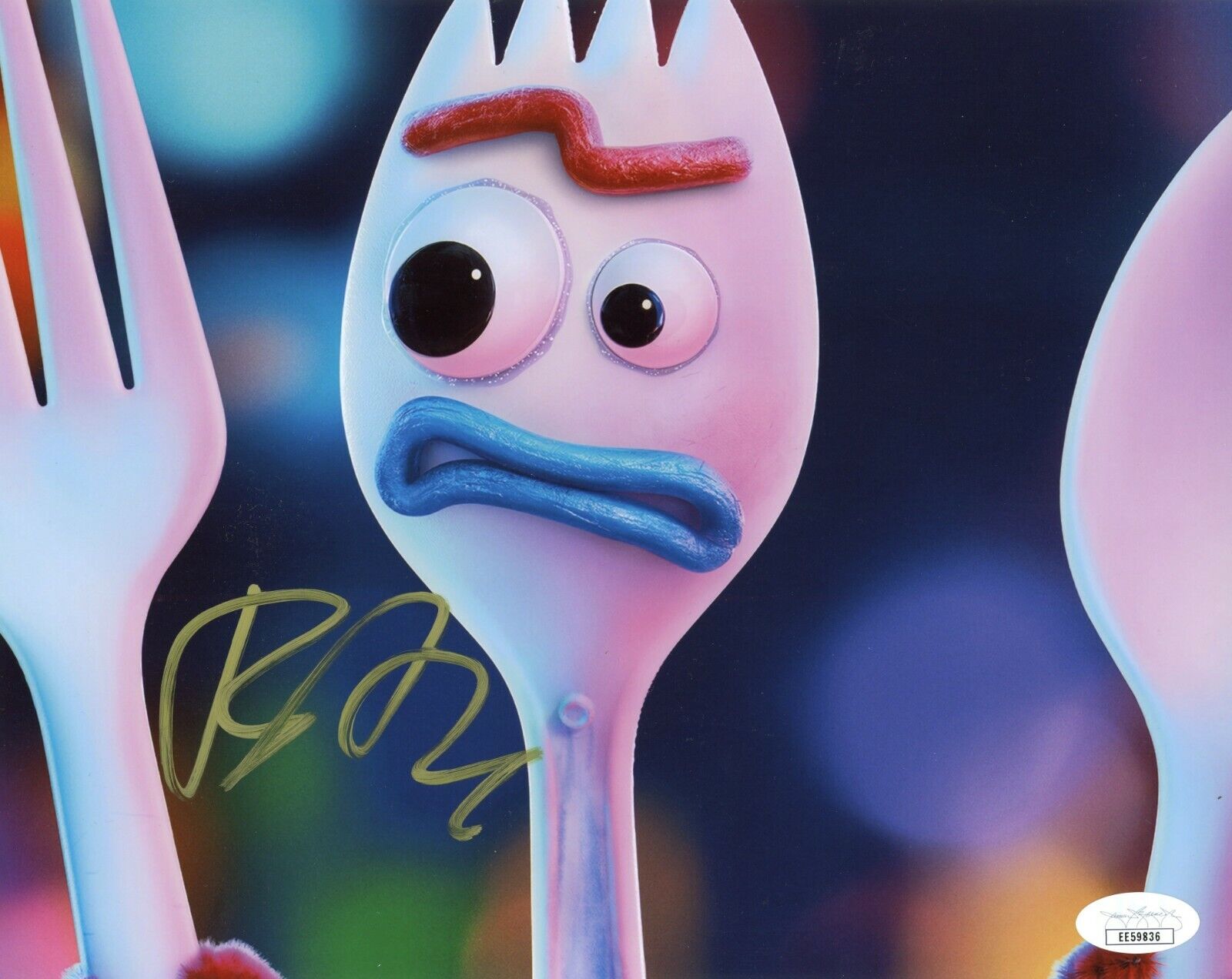 TONY HALE Authentic Hand-Signed TOY STORY 4 ~ FORKY