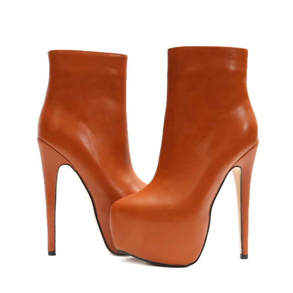 5.9" Women's Sky High Heels Platform Winter Ankle Boots Matte-vocosishoes