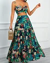 Bandeau Floral Printed Two-Piece Suit