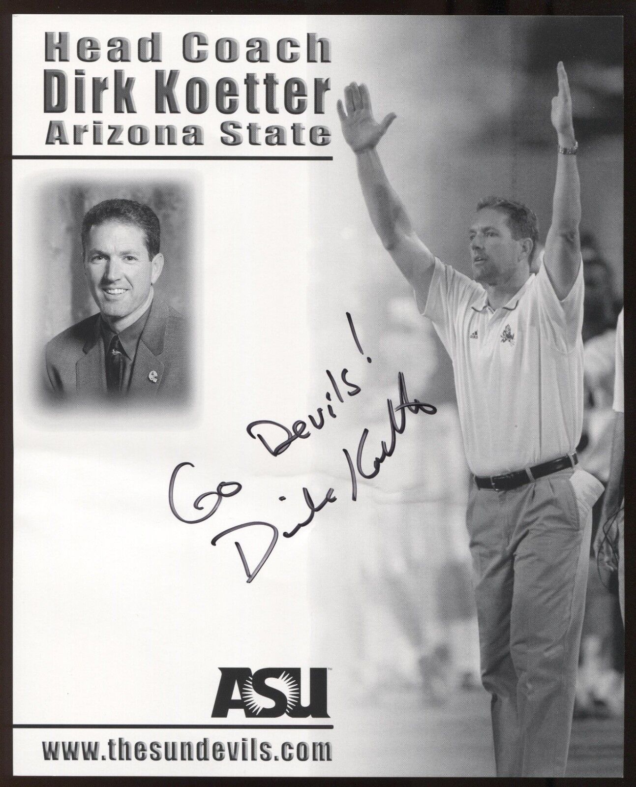 Dirk Koetter Signed 8x10 Photo Poster painting College NCAA Football Coach Autographed