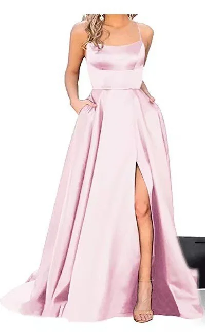 Uveng Uveng Solid-Color Bridesmaids Wear Long Dresses With Thin Shoulders And Girlfriend Fashion Bridesmaids Evening Dress