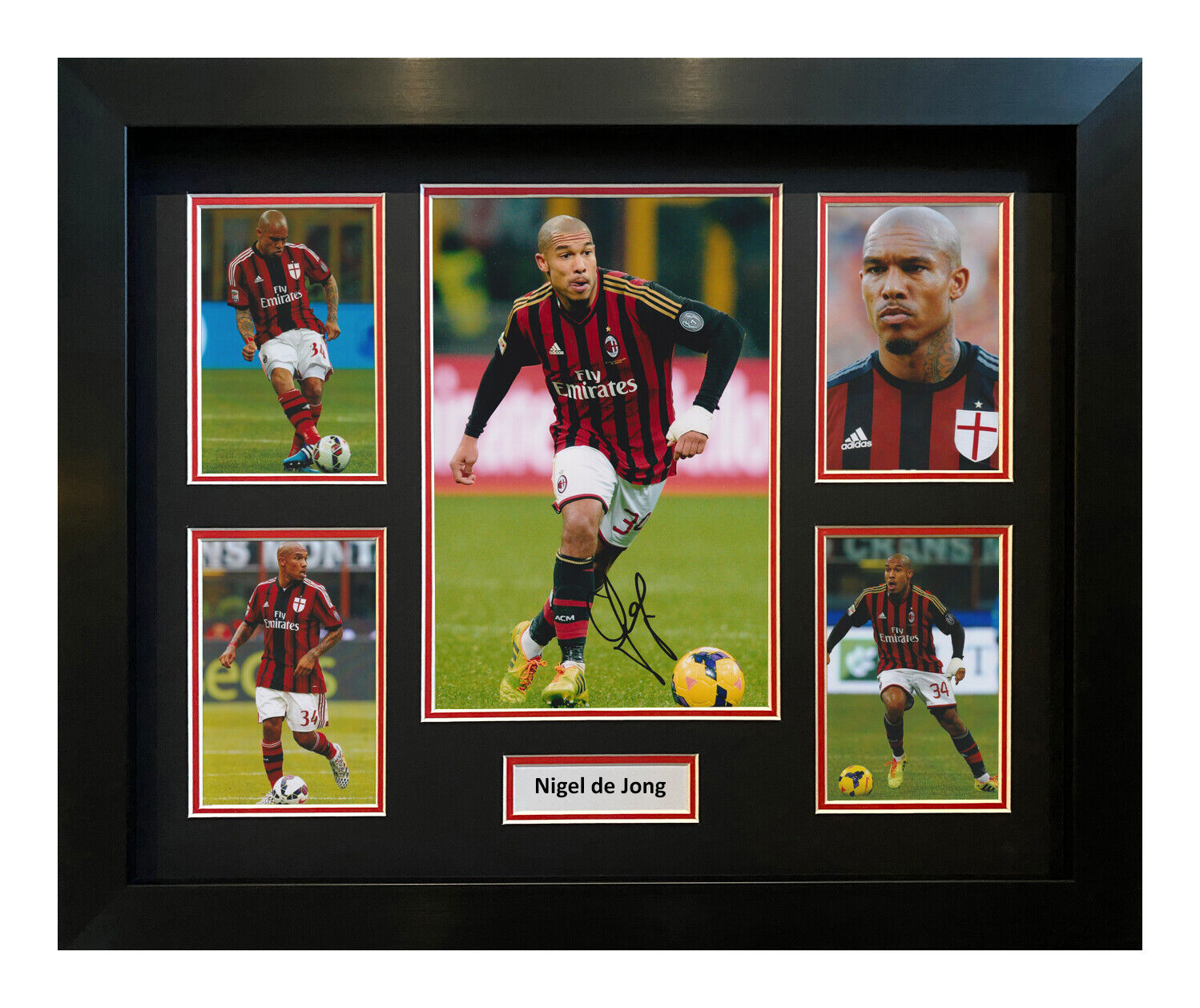 NIGEL DE JONG HAND SIGNED FRAMED Photo Poster painting DISPLAY - AC MILAN AUTOGRAPH.