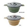 Foldable Portable Camping Cooker Pot Silicone Outdoor Kettle Cookware Tableware