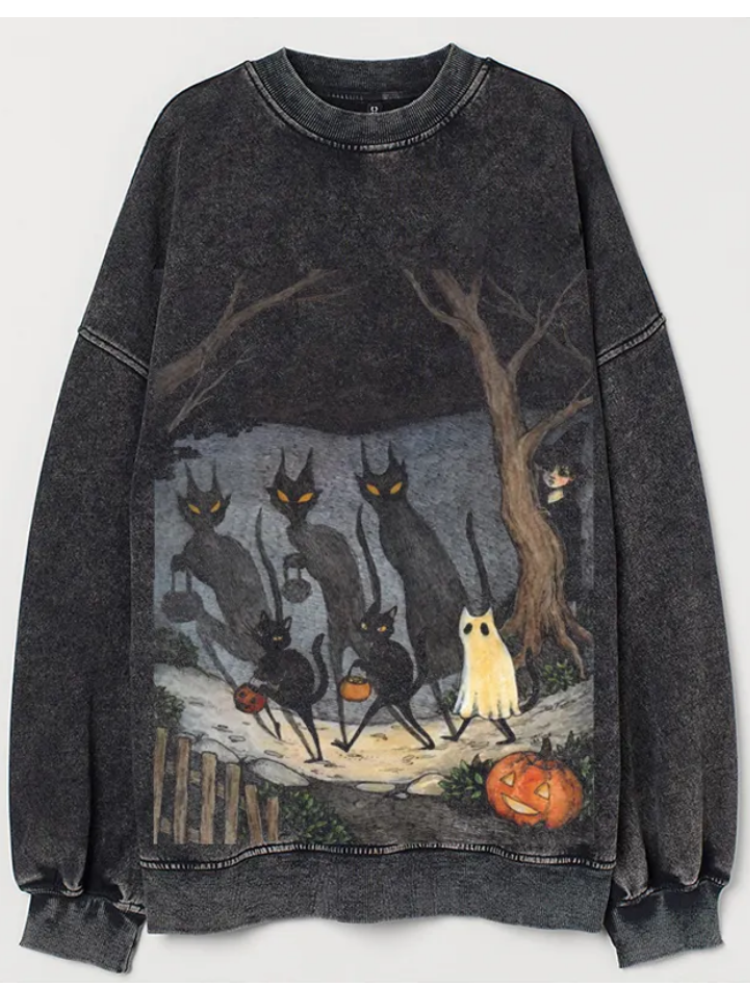 Black cat halloween Sweatshirt