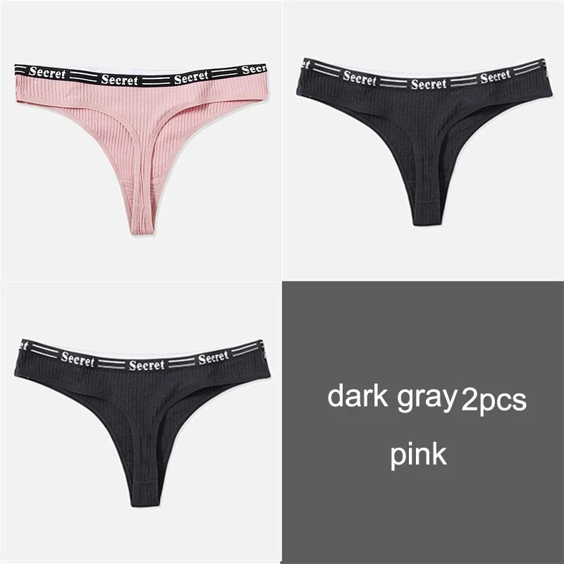 3PCS/Set Women Cotton Panties Thong Underwear G-String Underpants Sexy Briefs Lingerie Female Letter Embroidery Low Waist Pantys